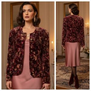 Principles 14 90s Whimsigoth Dark Romantic Jacquard Velvet Embroidered Blazer